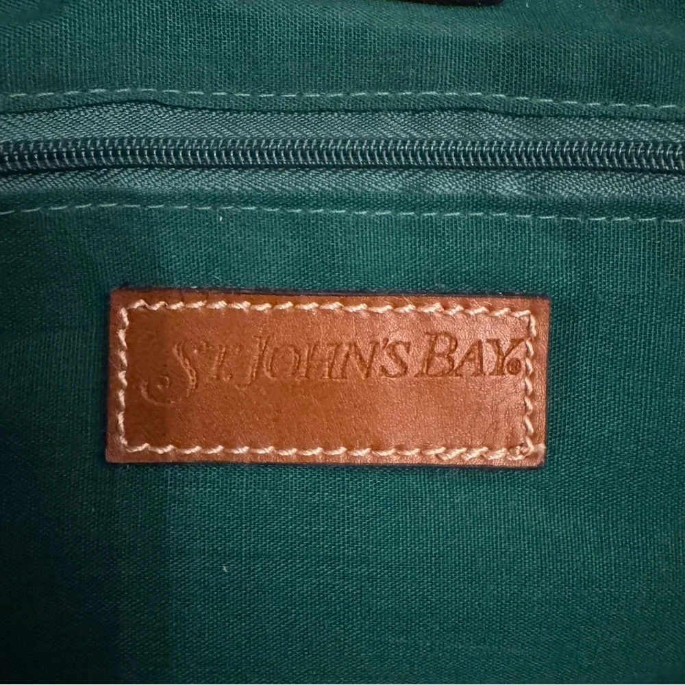 St. John’s Bay Audrina Straw Tote Emerald Green Rope Handle Beach Bag